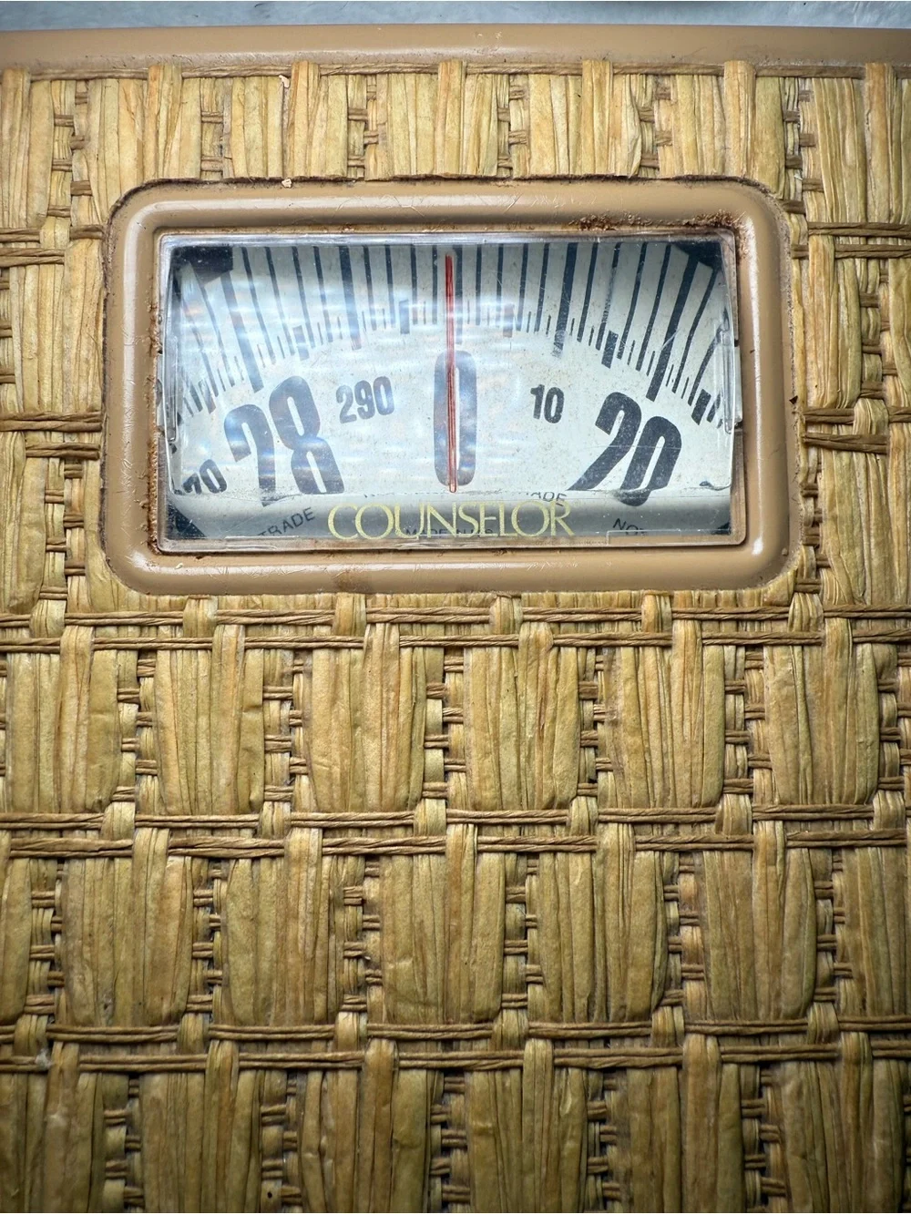 Vintage 1970s Rattan Bathroom Floor Scale